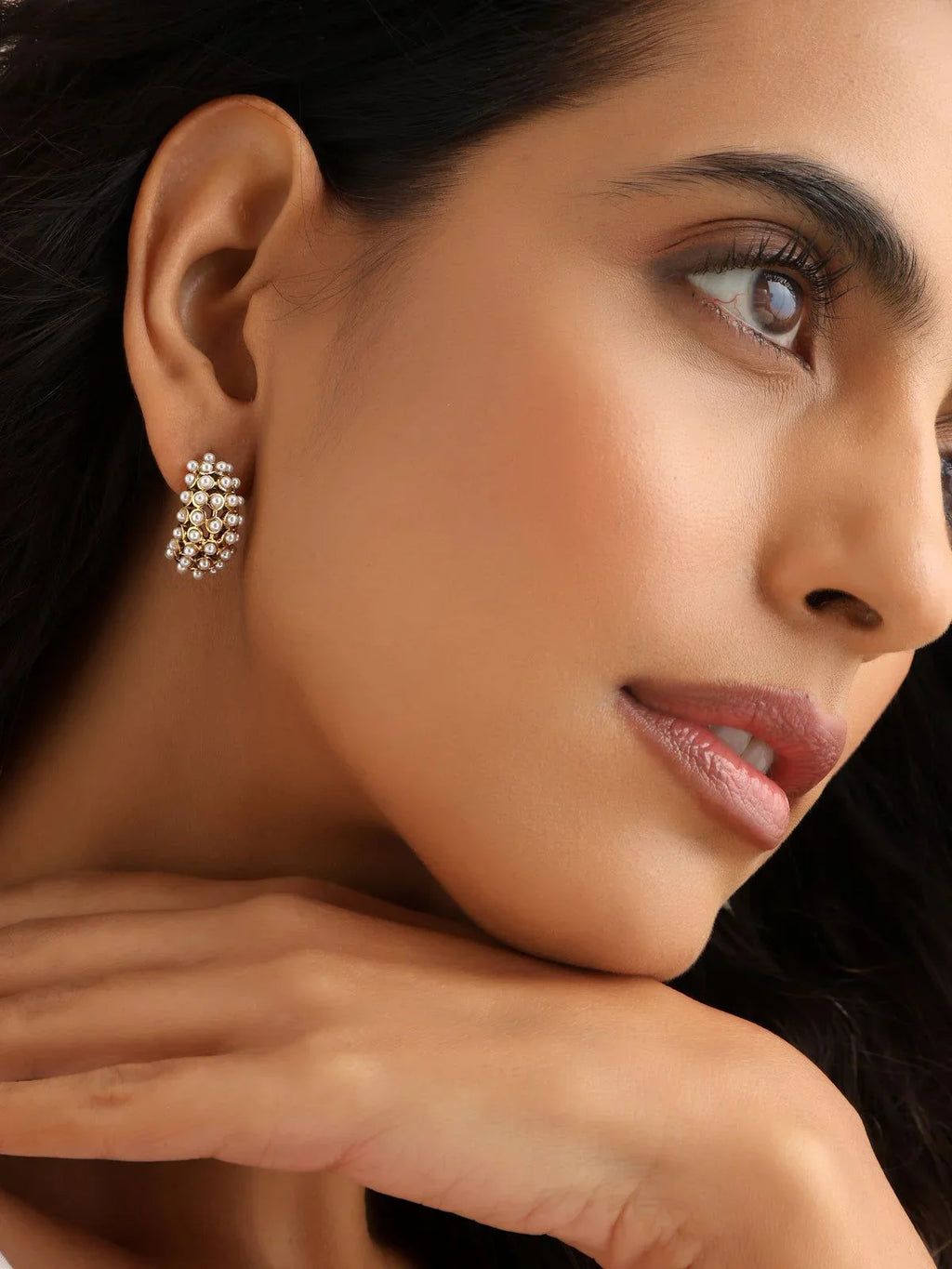 Pearl Pave Hoops