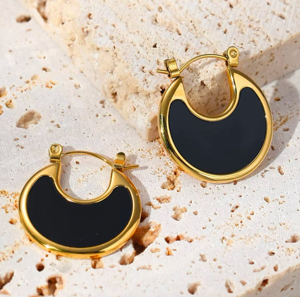 Retro Circle Earring - Black